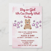 Invitación de Revelación de Género de Osito de Pel