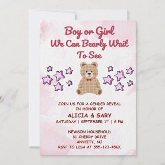 Invitación de Revelación de Género de Osito de Pel