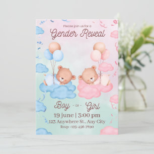Invitación de revelación de género de ositos lindo