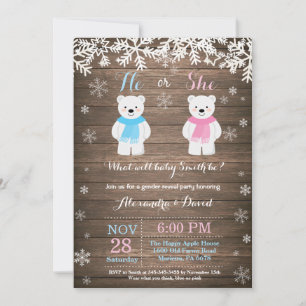 Invitación de Revelación de Género de Oso Polar de