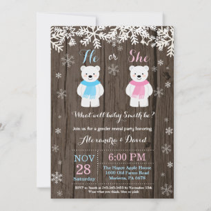 Invitación de Revelación de Género de Oso Polar de