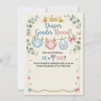 Invitación de Revelación de Género de Pañal