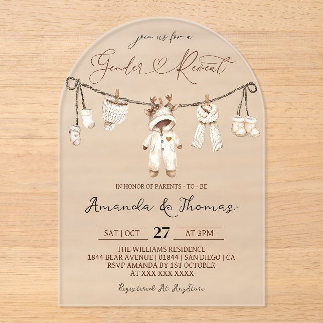 Invitación de Revelación de Género de Ropa Boho de (Anverso)