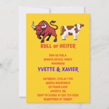 Invitación de Revelación de Género de Toro o Novil