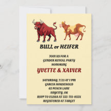 Invitación de Revelación de Género de Toro o Novil