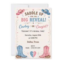 Invitación de Revelación de Género de Vaquero o Va