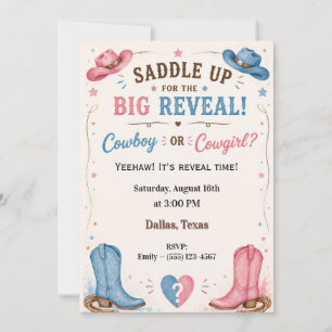 Invitación de Revelación de Género de Vaquero o Va