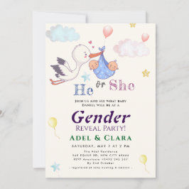 Invitación de Revelación de Género Él o Ella