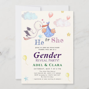 Invitación de Revelación de Género Él o Ella