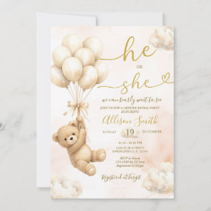 Invitación de revelación de género Él o Ella Globo