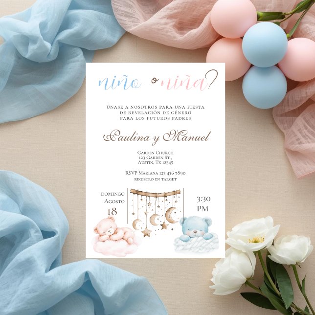Invitación de revelación de género en español (Subido por el creador)