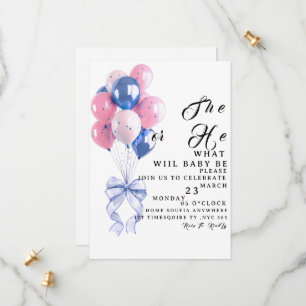 Invitación de revelación de género, globos rosados