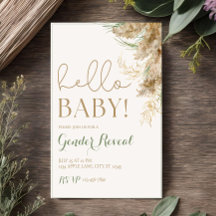 Invitación de Revelación de Género Greenery Pampas