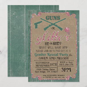 Invitación de revelación de género Guns or Glitter