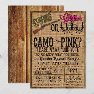 Invitación de revelación de género Guns or Glitter