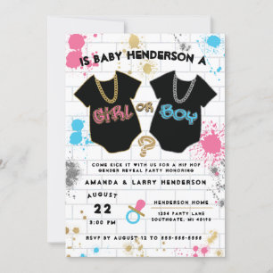 Invitación de revelación de género Hip Hop, niño o