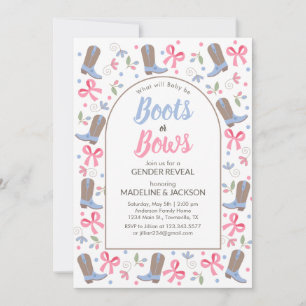 Invitación de Revelación de Género Lazos Botas Cap