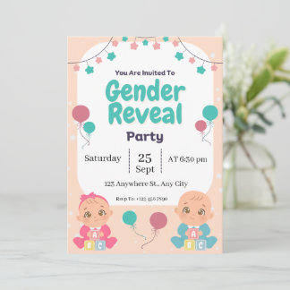 Invitación de Revelación de Género Lindo Beige y N