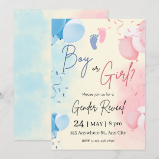 Invitación de Revelación de Género Lindo Rosa y Az