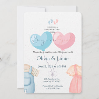 Invitación de revelación de género niño o niña