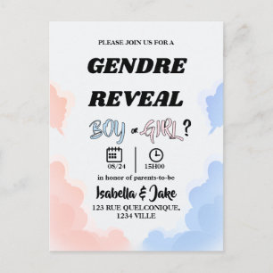 Invitación de Revelación de Género Niño o Niña Nub