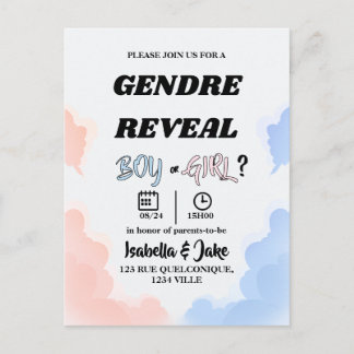 Invitación de Revelación de Género Niño o Niña Nub