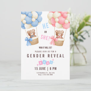 Invitación de Revelación de Género Oso de Peluche 