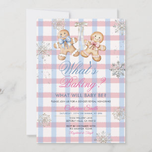 Invitación de Revelación de Género Pastel Gingham 