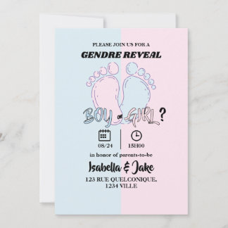 Invitación de revelación de género Pies azules y r