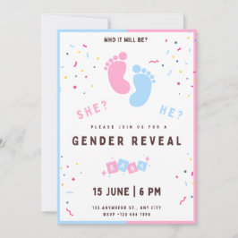 invitación de revelación de género pies, niño o ni