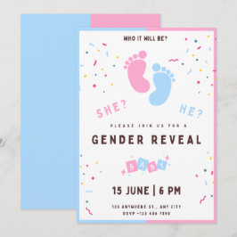 invitación de revelación de género pies, niño o ni