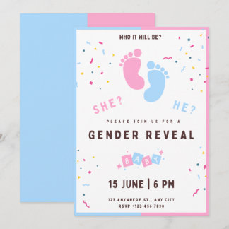 invitación de revelación de género pies, niño o ni
