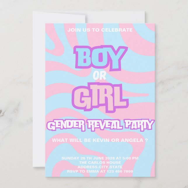 Invitación de Revelación de Género Pinky & Bleu (Anverso)