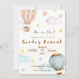 Invitación de revelación de género rosa y azul
