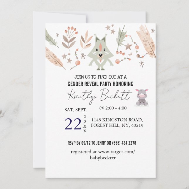 Invitación de Revelación de Género Simple Staches  (Anverso)