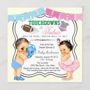 Invitación de revelación de género Touchdowns o Tu