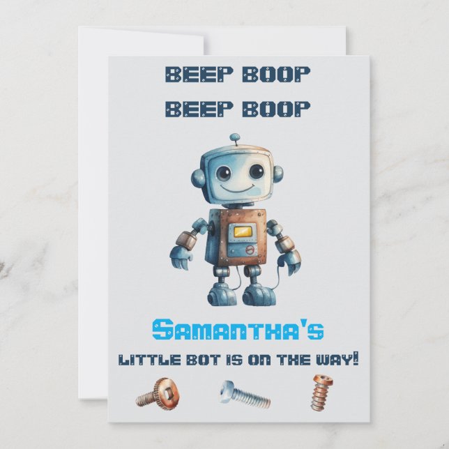 Invitación de Robot Baby Shower (Anverso)