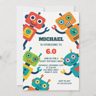 Invitación de Robot Party a los niños