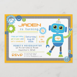 Invitación de robots / Fiesta de robots / Cumpleañ