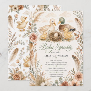 Invitación de Rociado de Bebé para Dos Hermanos de