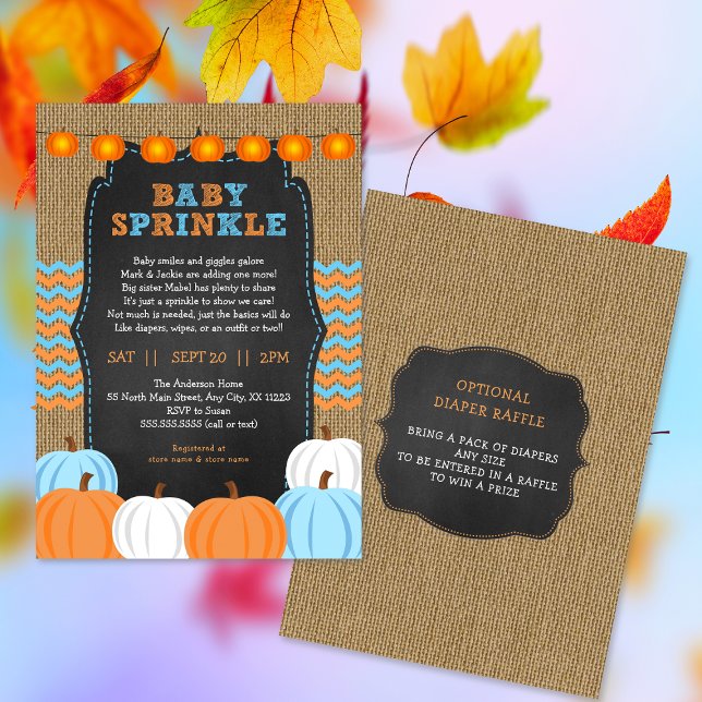 Invitación de rociar a bebé de Rustic Boy Pumpkin (Subido por el creador)