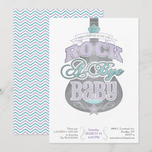 Invitación de Rock A Bye Baby Shower (Anverso / Reverso)