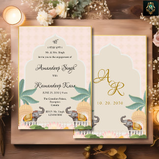 invitación de Roka Sikh con tema Mughal Pastel Roy