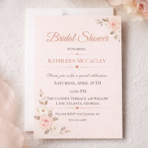 Invitación de Romance Floral Rosado