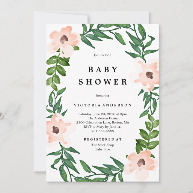 Invitación de Romantic Vines Baby Shower (Anverso)