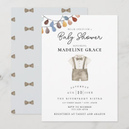 Invitación de ropa boho linda para baby shower de 