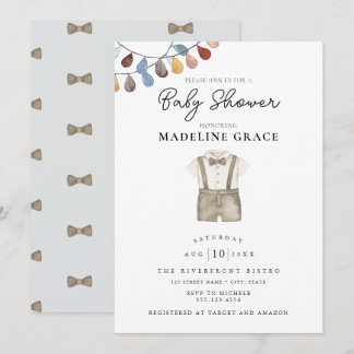 Invitación de ropa boho linda para baby shower de 