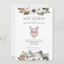 Invitación de ropa boho linda para baby shower de 