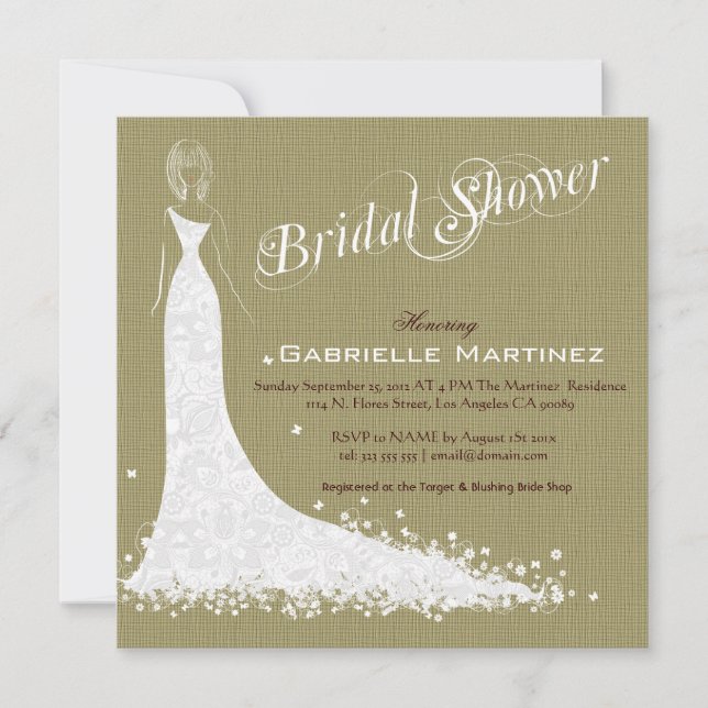 Invitación de ropa de Boda beige Linen Burlap y bl (Anverso)