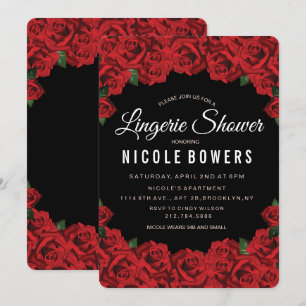 Invitación de Ropa Interior Ducha Romántica Rosas 